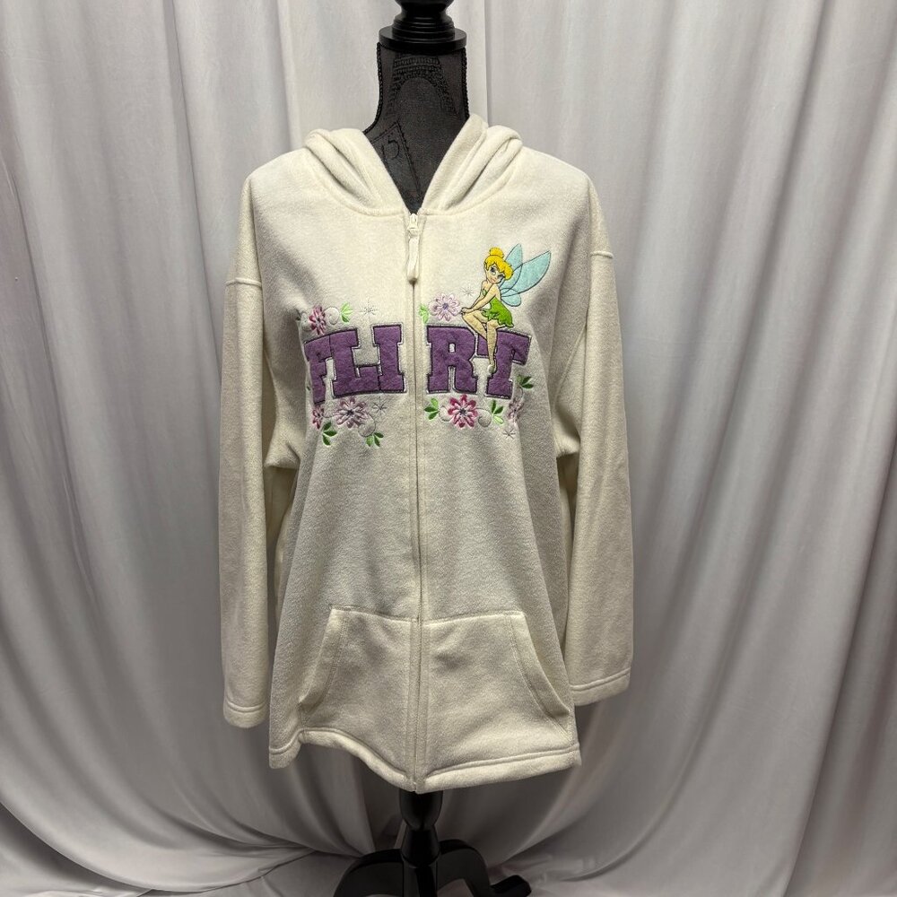Disney Tinkerbell Womens Hooded Zip-Up Fleece Jacket Size 3X FLIRT Embroidered